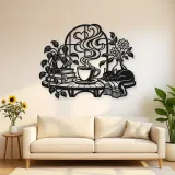 Coffee Cup Steam Flow Metal Wall Art | Cozy Home Metal Decor