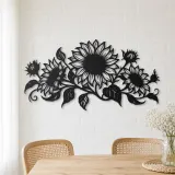 Sunflower Horizon Metal Wall Art | Botanical Metal Wall Decor - lifestyle view 4