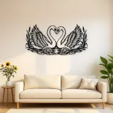 Swan Heart Pair Metal Wall Art | Wildlife Silhouette Decor