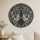 Arte de Metal del Árbol de los Siete Chakras | Decoración Botánica de Metal