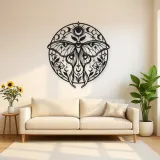 Lunar Moth Emblem Metal Wall Art | Celestial Boho Wall Decor