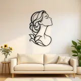 Minimal Beauty Profile Metal Wall Art | Minimalist Woman Line Art