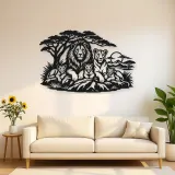 Lion Family Pride Metal Wall Art | Wildlife Silhouette Decor