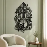 Violin and Roses Metal Wall Art | Music Room Wall Decor - lifestyle view 2