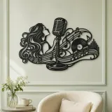 Microphone Melody Metal Wall Art | Music Room Wall Decor - lifestyle view 2