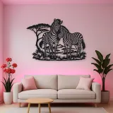 Zebra Pair Metal Wall Art | Wildlife Silhouette Decor