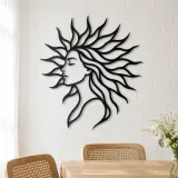 Sunray Hair Muse Metal Wall Art | Minimalist Woman Line Art - lifestyle view 4