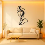 Abstract Half Face Metal Wall Art | Minimalist Woman Line Art