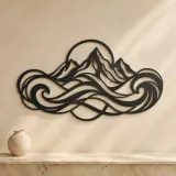 Fluid Mountain Waves Metal Wall Art | Nature Silhouette Decor - lifestyle view 3
