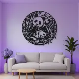 Panda Bamboo Metal Wall Art | Wildlife Silhouette Decor
