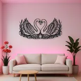 Swan Heart Pair Metal Wall Art | Wildlife Silhouette Decor