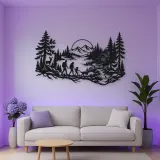 Woodland Family Walk Metal Wall Art | Family Silhouette Decor