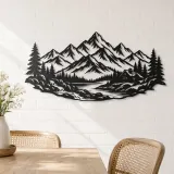 Cabin below the Peaks Metal Wall Art | Nature Silhouette Decor - lifestyle view 4