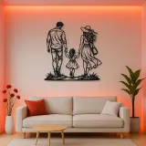 Family of Three Walk Metal Wall Art | Family Silhouette Decor