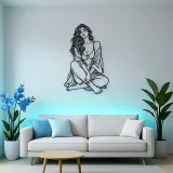 Folded Legs Muse Metal Wall Art | Minimalist Woman Line Art