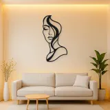 Abstract Half Face Metal Wall Art | Minimalist Woman Line Art
