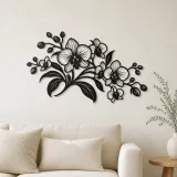 Arte mural de metal elegancia de orquídea | Decoración mural botánica de metal