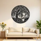 Willow Tree Moon Metal Wall Art | Botanical Metal Wall Decor