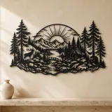 Forest Sun Arc Metal Wall Art | Nature Silhouette Decor - lifestyle view 3
