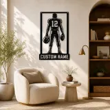 Personalized Number 12 Football Player Back View Metal Wall Art - lifestyle view 5