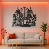 Window Plant Garden Metal Wall Art | Botanical Metal Wall Decor
