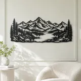 Highland Lake View Metal Wall Art | Nature Silhouette Decor - lifestyle view 2