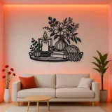 Candle and Flowers Metal Wall Art | Cozy Home Metal Decor