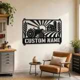 Personalized Vintage Tractor Metal Wall Art with Farm Scene - lifestyle view 4