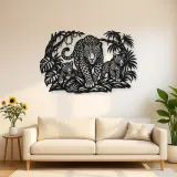 Leopard Jungle Metal Wall Art | Wildlife Silhouette Decor