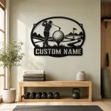 Personalized Golfer Metal Wall Art with Fairway Scene - lifestyle view 4