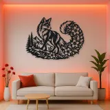Fox Floral Tail Metal Wall Art | Wildlife Silhouette Decor