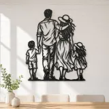 Family of Four Walk Metal Wall Art | Family Silhouette Decor - lifestyle view 4