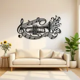 Trumpet Sound Ribbon Metal Wall Art | Music Room Wall Decor