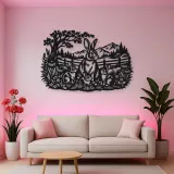 Rabbit Meadow Metal Wall Art | Wildlife Silhouette Decor