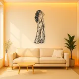 Over Shoulder Glance Metal Wall Art | Minimalist Woman Line Art
