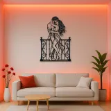 Balcony Embrace Metal Wall Art | Romantic Couple Decor