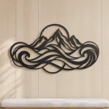 Fluid Mountain Waves Metal Wall Art | Nature Silhouette Decor - lifestyle view 5