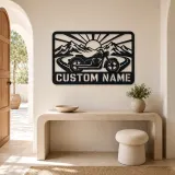 Personalized Cruiser Motorcycle Metal Wall Art with Mountain Road - lifestyle view 3