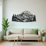 Mountain Sunrise Arc Metal Wall Art | Nature Silhouette Decor