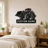 Personalized Heavy Wheel Loader Raised Bucket Metal Wall Art - lifestyle view 2