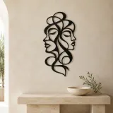Abstract Face Fusion Metal Wall Art | Minimalist Woman Line Art - lifestyle view 3