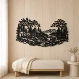 Autumn Woodland Flow Metal Wall Art | Nature Silhouette Decor - lifestyle view 5