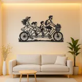 Family Bicycle Ride Metal Wall Art | Family Silhouette Decor
