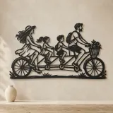 Family Bicycle Ride Metal Wall Art | Family Silhouette Decor - lifestyle view 3