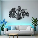 Microphone Melody Metal Wall Art | Music Room Wall Decor