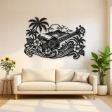 Ukulele Island Flow Metal Wall Art | Music Room Wall Decor