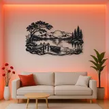 Calm Lake Ripples Metal Wall Art | Nature Silhouette Decor