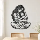 Mother Son Cuddle Metal Wall Art | Family Silhouette Decor - lifestyle view 4