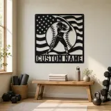 Personalized Female Softball Follow Through Flag Metal Wall Art - lifestyle view 4