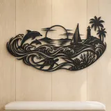Endless Blue Horizon Metal Wall Art | Nature Silhouette Decor - lifestyle view 5